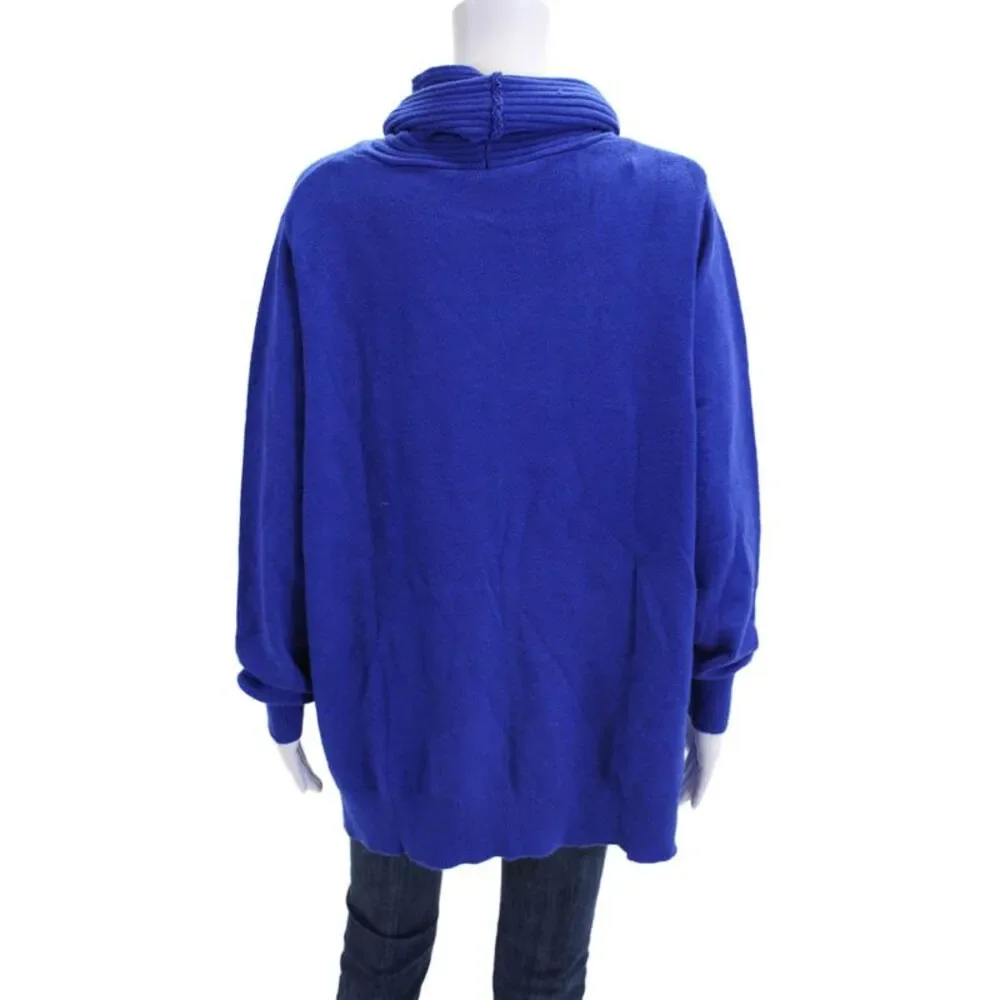 Renuar Womens Turtleneck Long Sleeve Medium Knit Sweater Solid Blue Size XS
